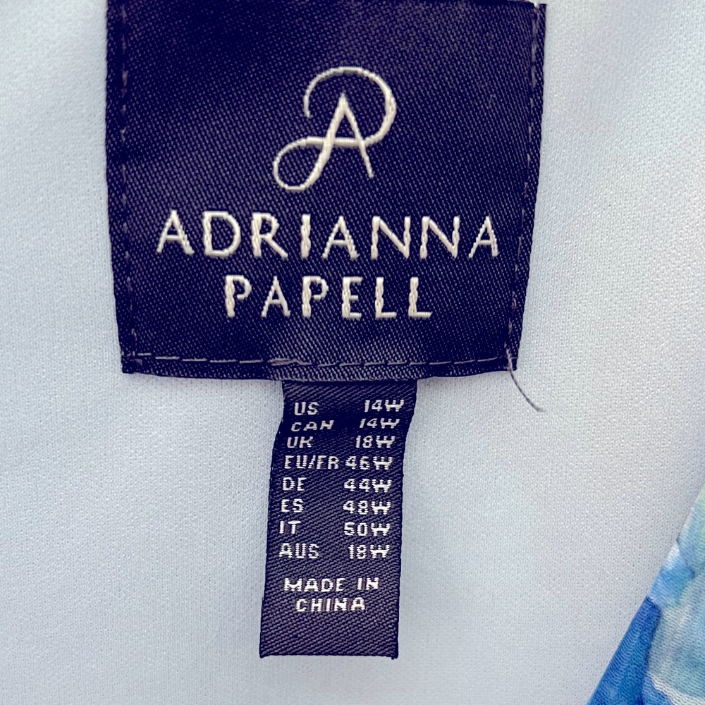 Adrianna Papell Blue and Green Floral Maxi Dress 14W - Picture 9 of 11